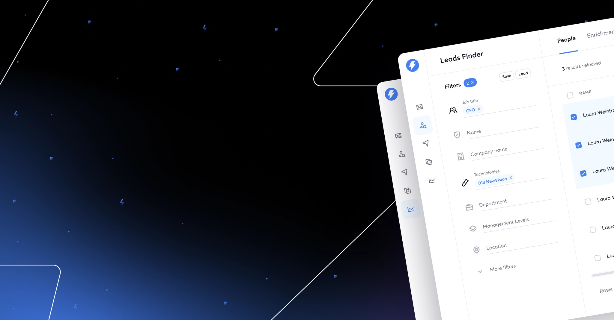 Official Instantly Lead Finder creative showing the lead-finding product interface